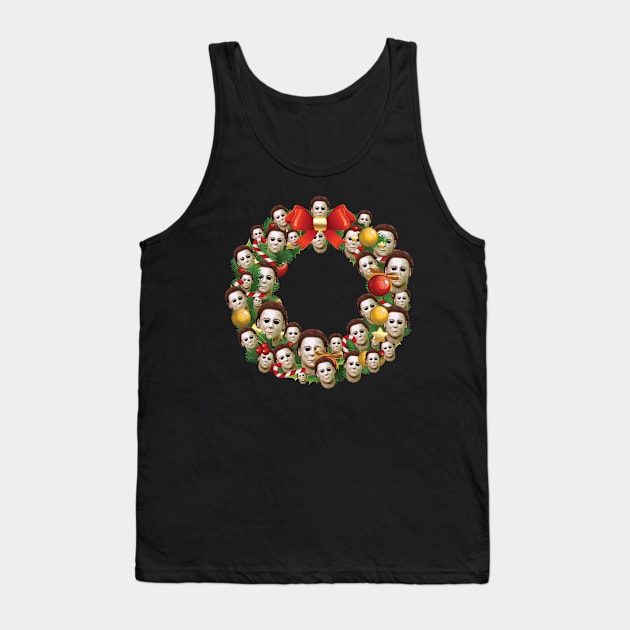 Michael Myers Halloween Multiface Christmas Wreath Tank Top by Rebus28